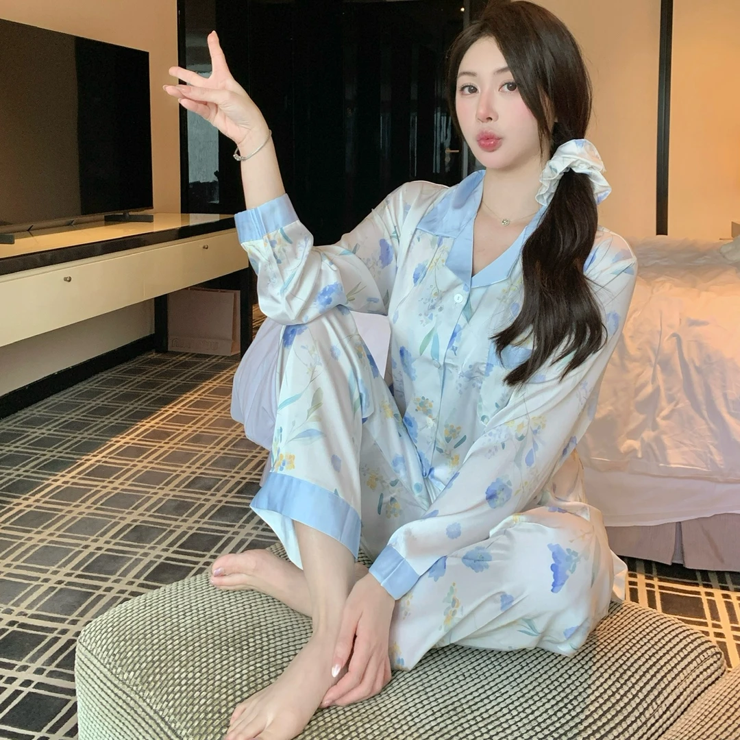 甜美KT猫长袖长裤睡衣春秋季少女可爱高级感家居服套装2025新款