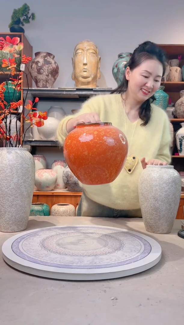 瓶陶瓷花瓶 无花 爱马仕橙 小号
