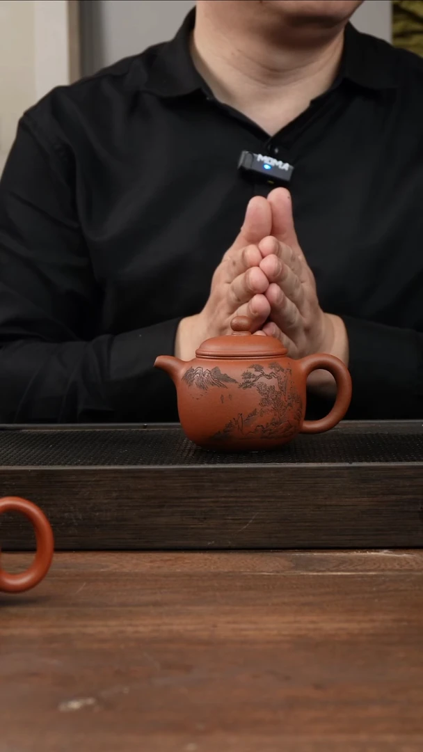 茶杯紫砂红清水匏尊     刻绘   200CC