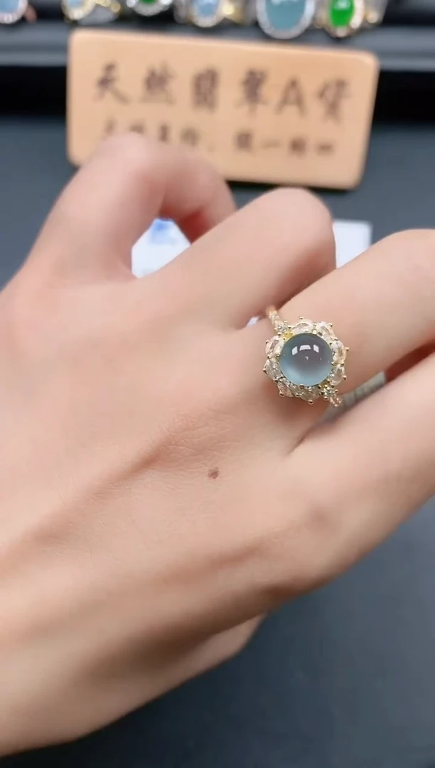 银S925镶嵌戒指翡翠111