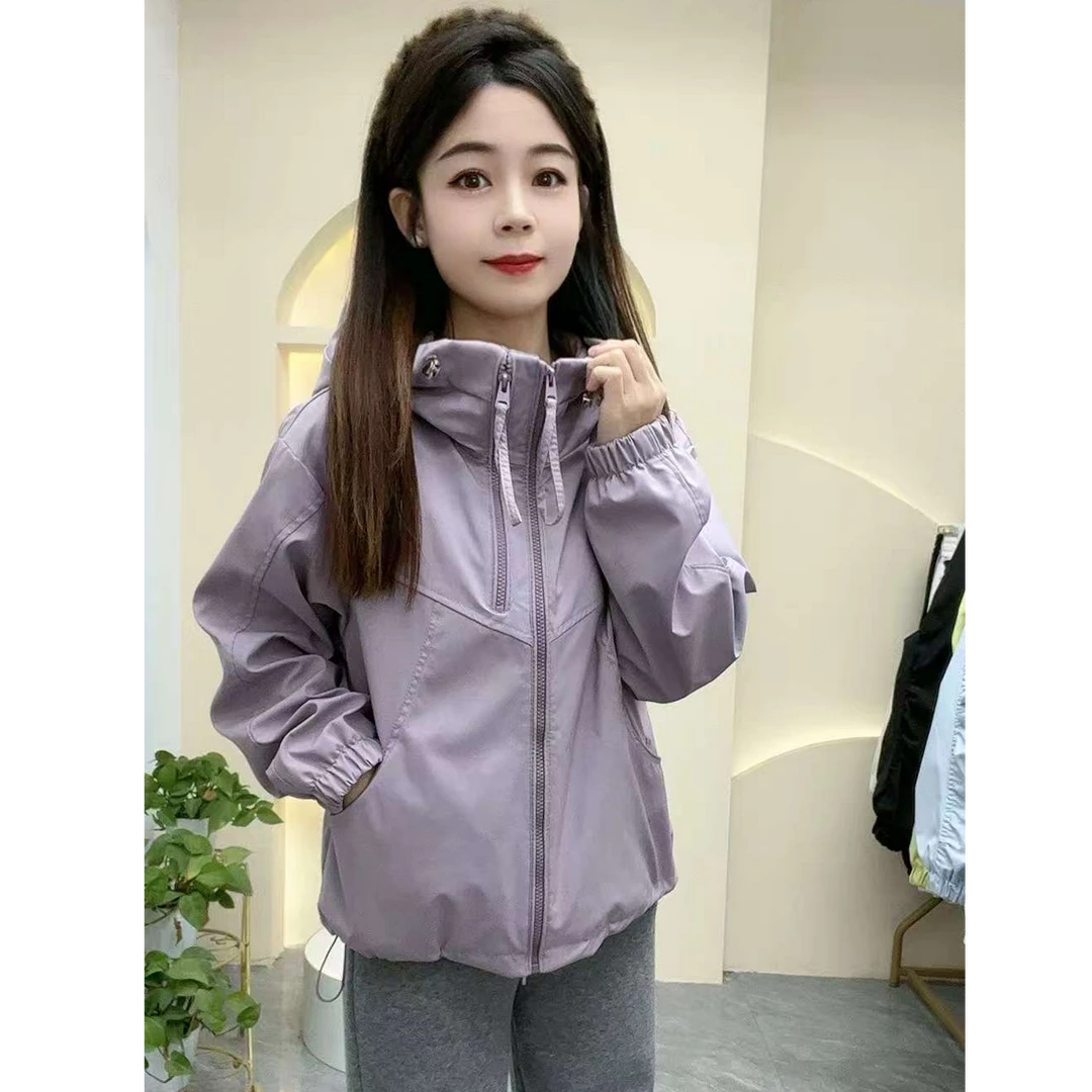 双拉链连帽休闲春款外套百搭冲锋衣女款洋气品质女装