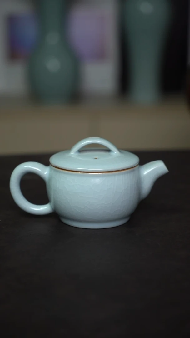 杯子瓷月白釉汉瓦壶全手工一级