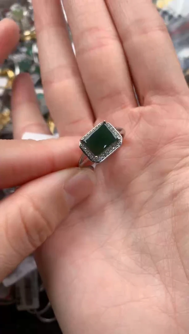 银S925镶嵌戒指翡翠111   1