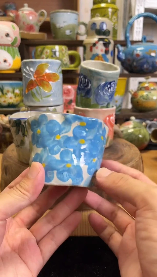 杯子手绘高温釉下陶瓷