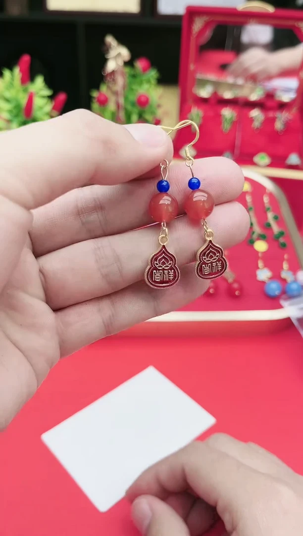 【闪购商品】南红玛瑙耳饰银S925镶嵌709000