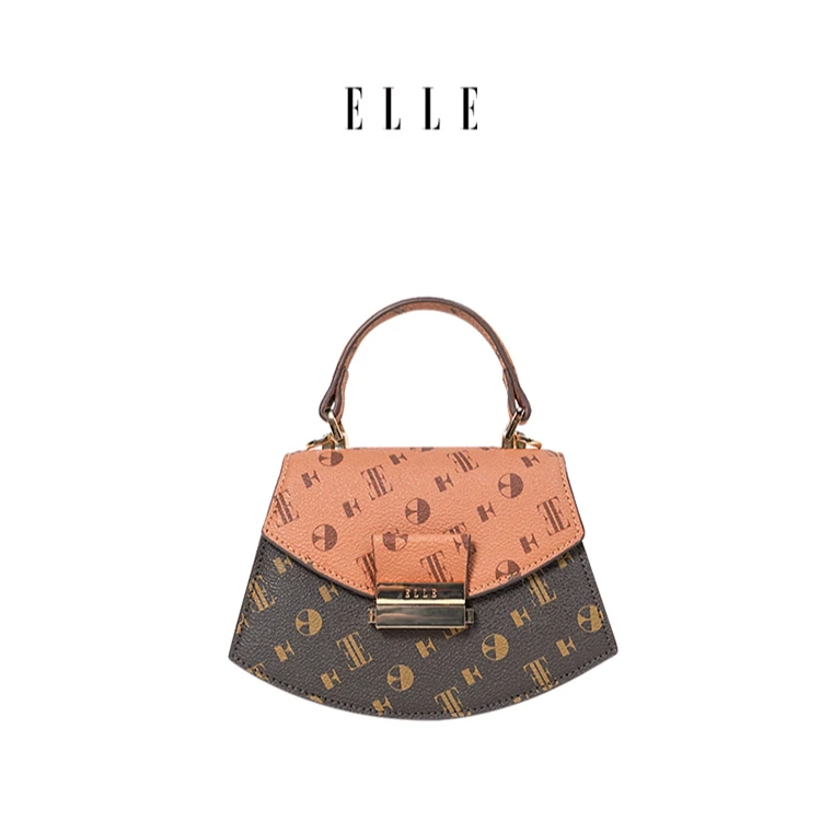 ELLE24新款扇子包老花系列百搭手提斜挎包包轻奢46304