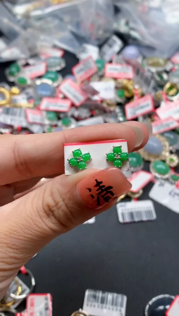 银S925镶嵌戒指翡翠天然A货缅甸翡翠