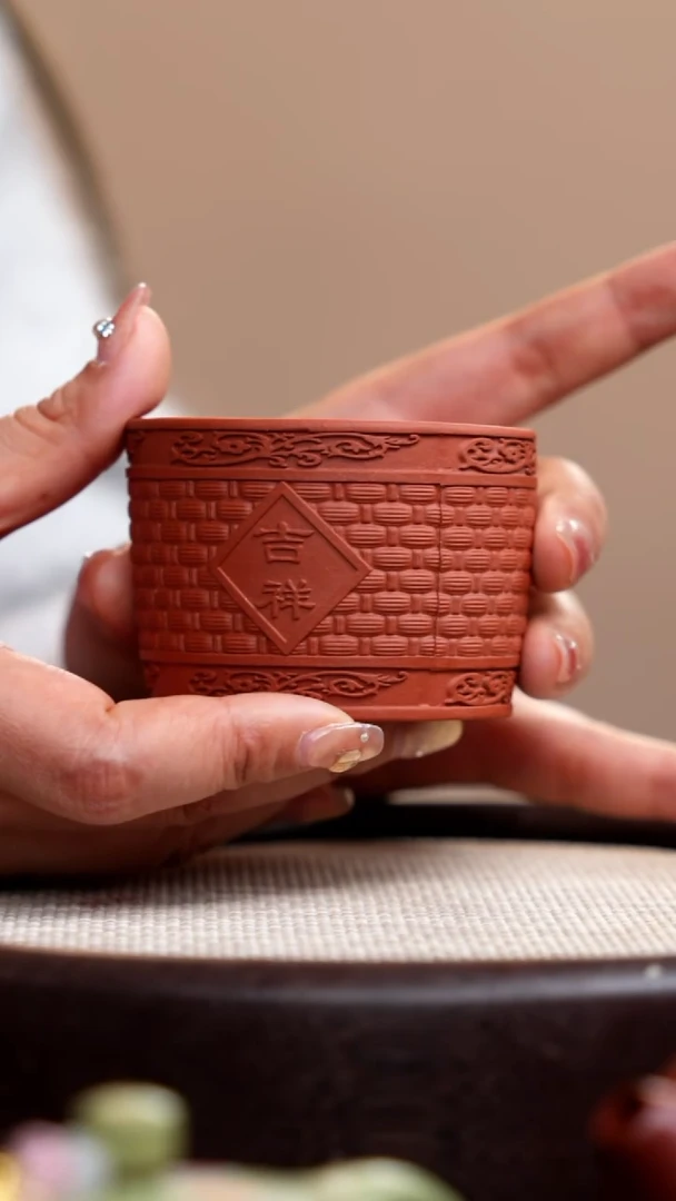 【闪购商品】紫砂茶壶底槽清竹编吉祥杯