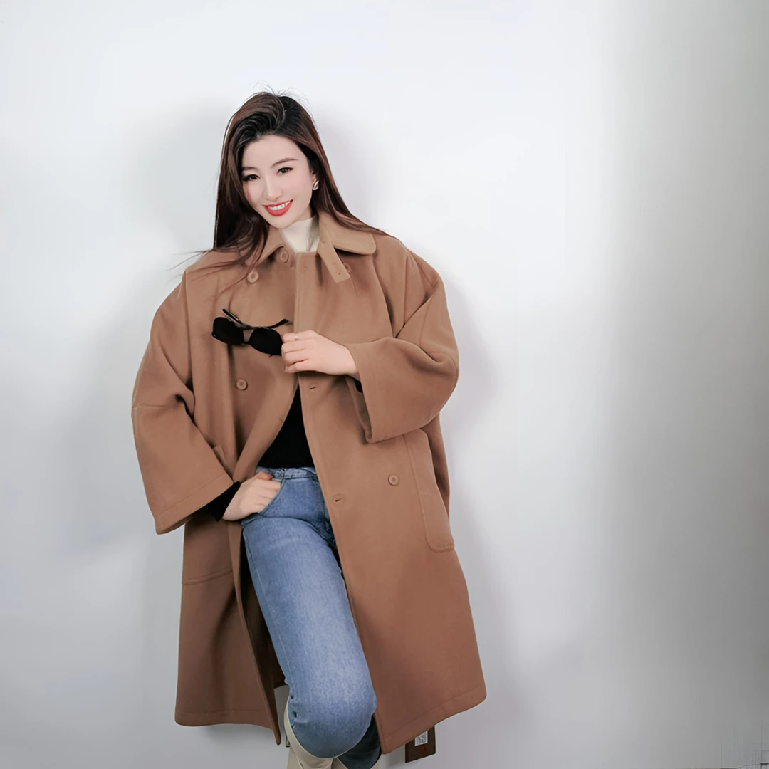 【静姐宠粉】阔版毛呢大衣女新款百搭气质新年战袍高级感21829