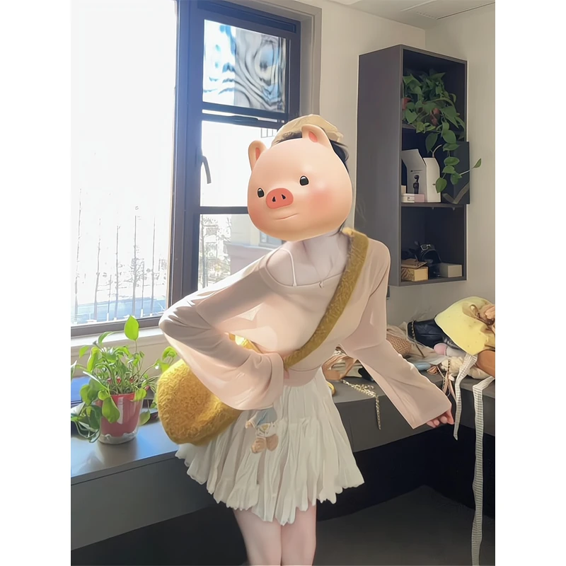 微透斜肩防晒长袖T恤绑带罩衫上衣蓬蓬半身裙子芭蕾风A字蛋糕裙女