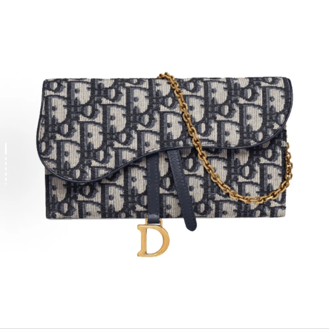 99新 DIOR/迪奥 老花满印链条肩带内带卡包二合一