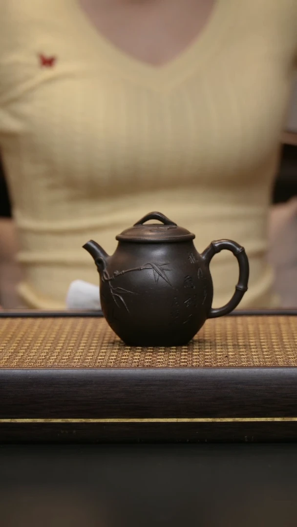 茶壶紫砂古天青 竹