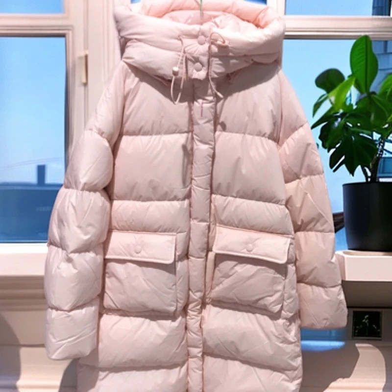 女童长款厚款可拆卸帽子双拉链时尚休闲风羽绒服