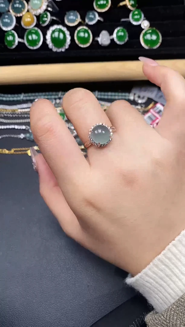 银S925镶嵌戒指翡翠27838