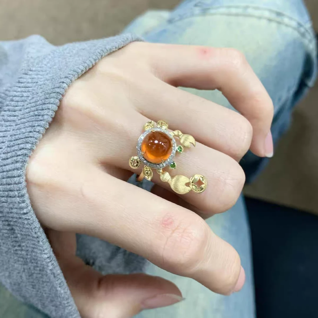 锌合金戒指 手到钳来锌合金可爱螃蟹戒指小众开口戒指