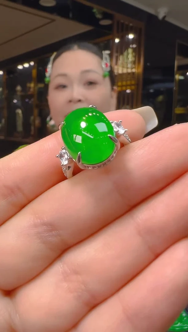 银S925镶嵌戒指翡翠015（多样性发其一）