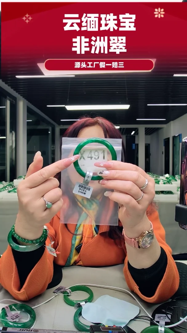 未镶嵌手镯石英质玉（非洲翠）55圈口X491