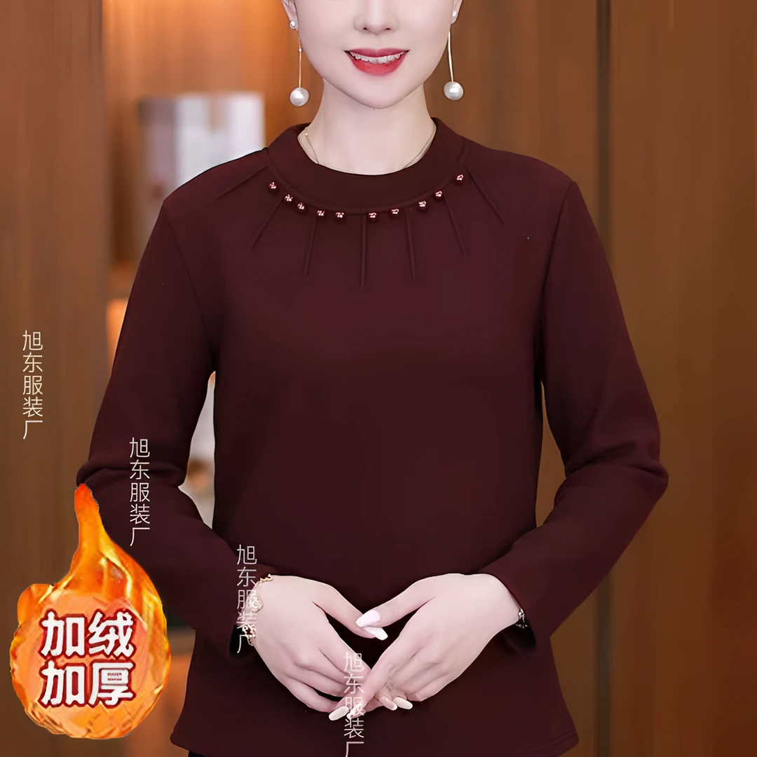 【项链领】加绒加厚一件可过冬2025新款女士气质一体绒保暖上衣打底