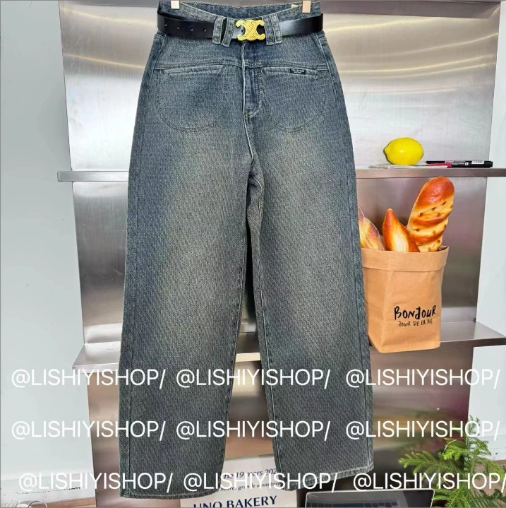 【超模牛仔裤】美式复古宽松显瘦百搭牛仔裤（配腰带） 680368