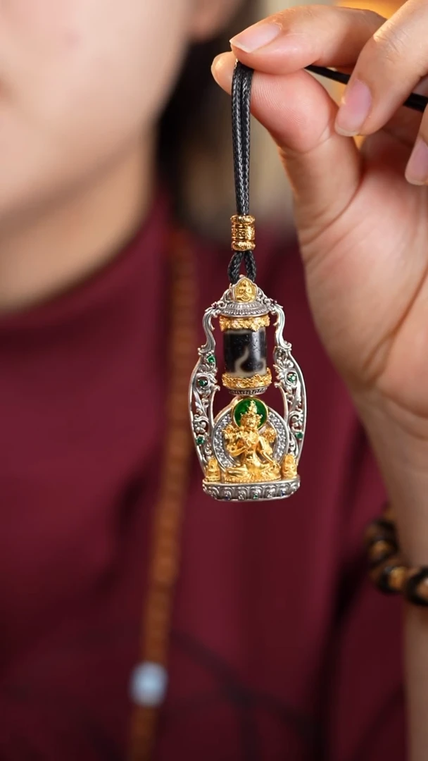 银S925镶嵌颈饰玛瑙/玉髓度母吊坠