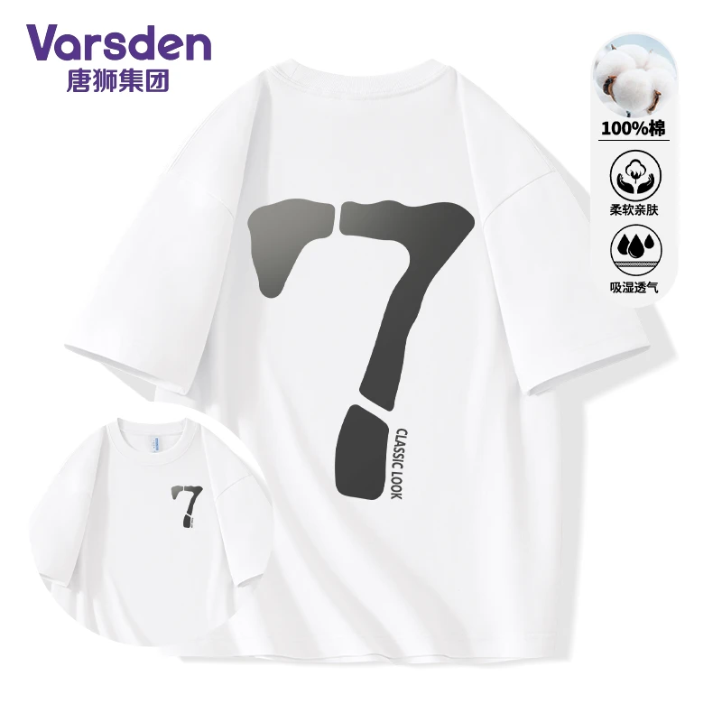 唐狮集团Varsden纯棉短袖男款2025夏季新款休闲宽松大码短袖