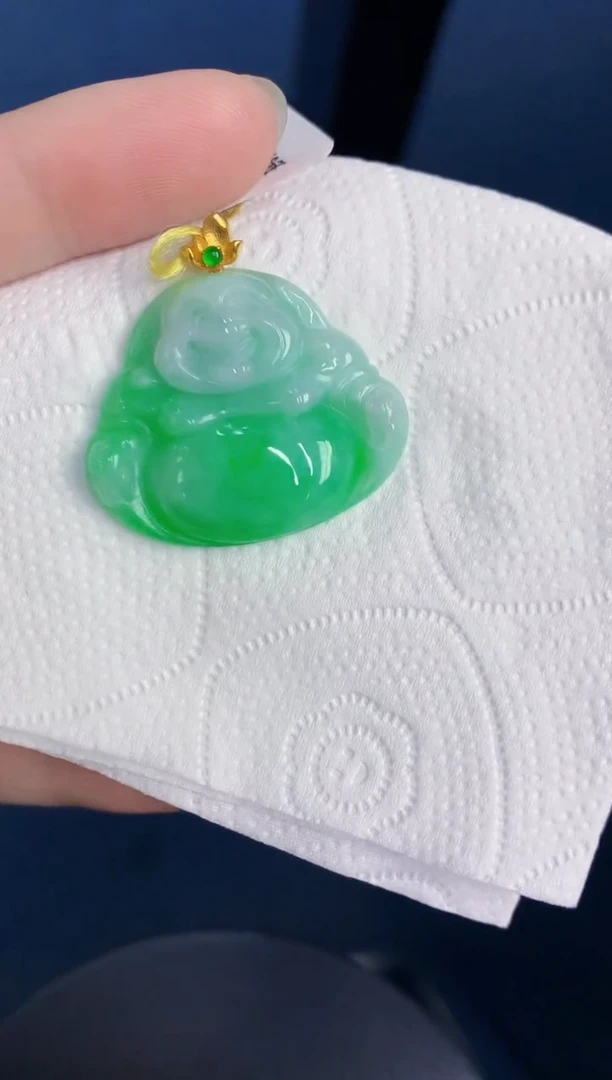颈饰18K金镶嵌翡翠天然翡翠缅甸A货