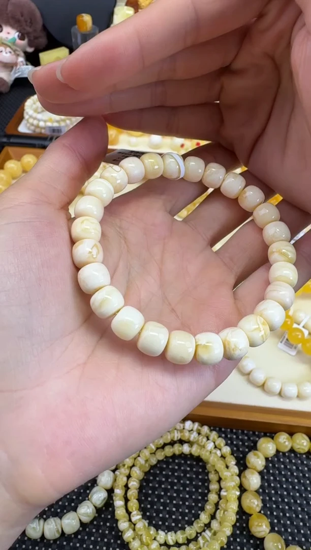 裸石琥珀未镶嵌宝衡 御龙见白T2 藕粉 9mm