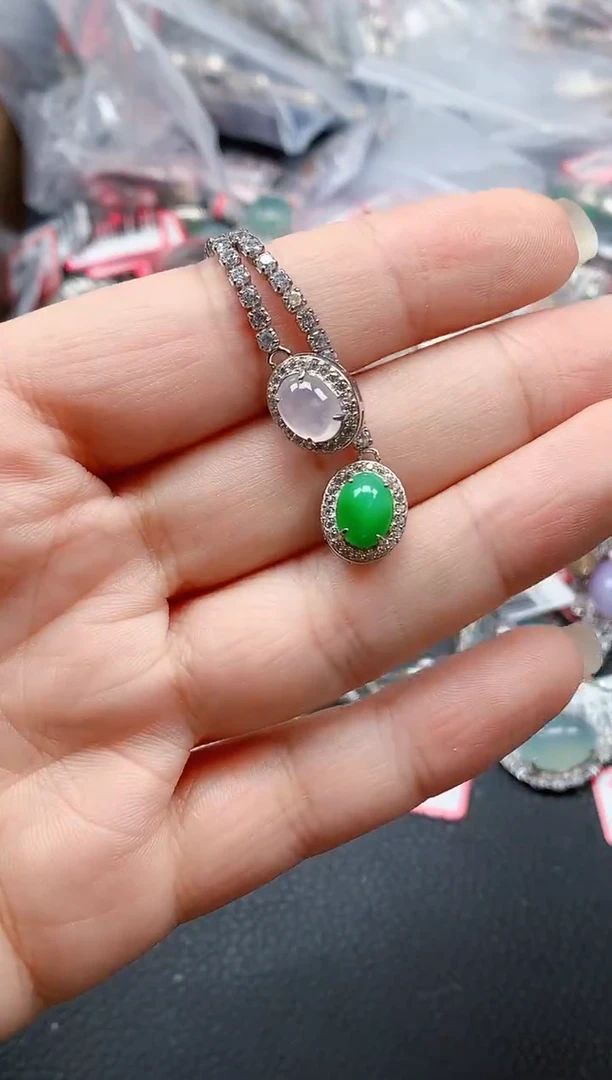 银S925镶嵌戒指翡翠天然A货缅甸翡翠