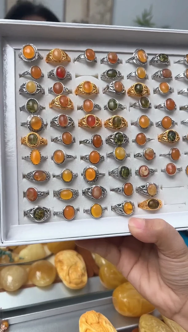 【闪购商品】琥珀裸石未镶嵌天然琥珀蜜蜡戒指多样性发一