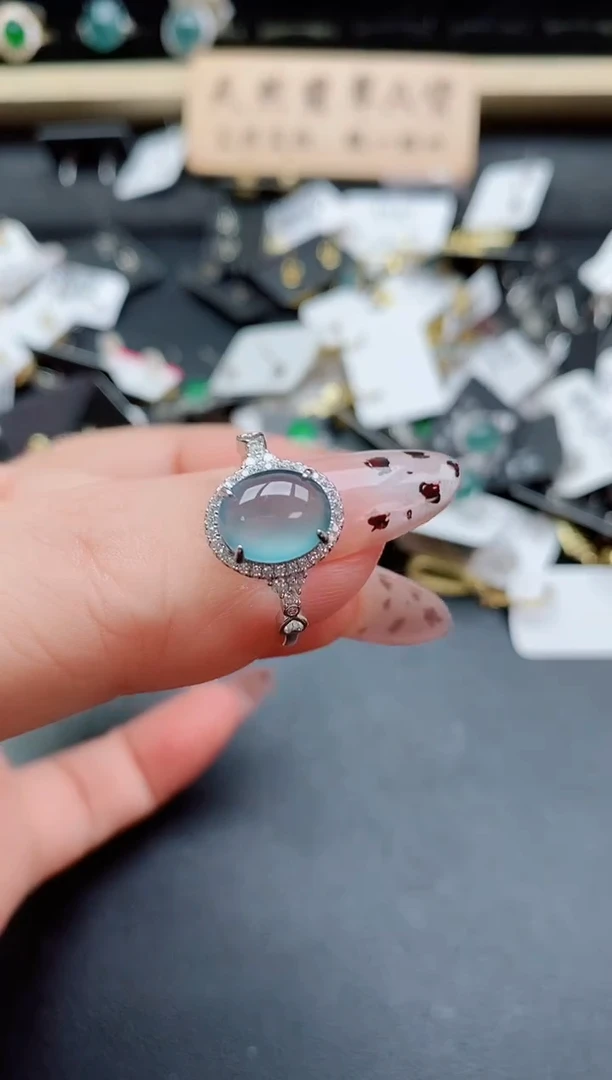 银S925镶嵌戒指翡翠1