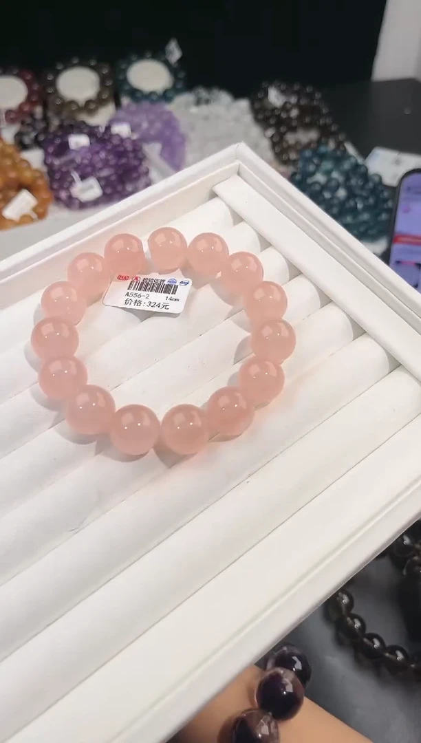 【闪购商品】水晶手链未镶嵌多样性发一西柚粉14mm