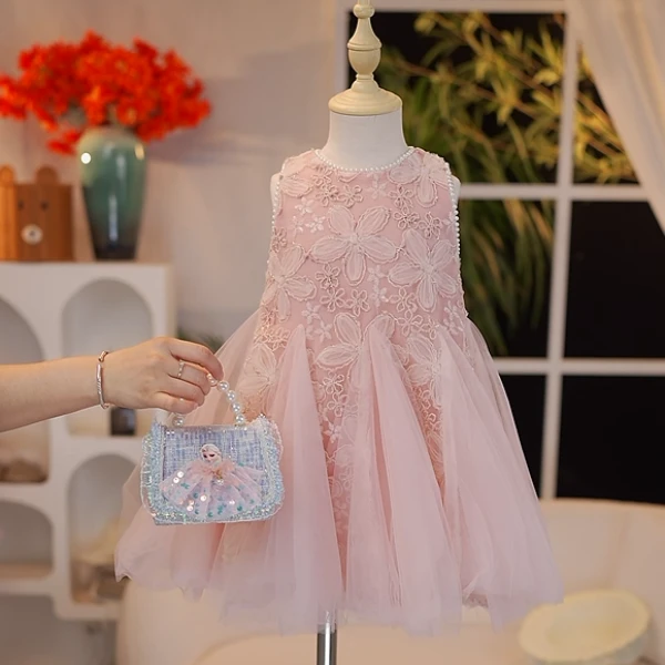 夏季公主风女童装休闲风洋气公主纱裙公主裙连衣裙小女孩蓬蓬纱