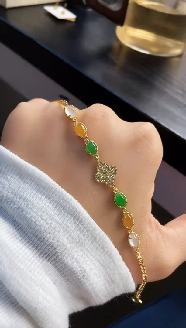 银S925镶嵌手链翡翠1