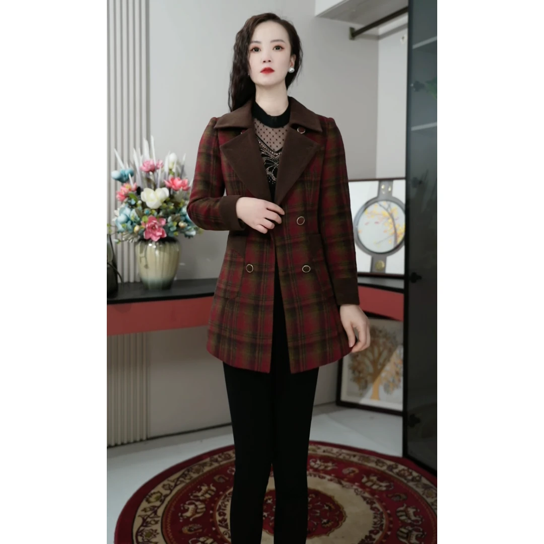 8888【外套】秋款加厚呢子西装领外套小个子中长款气质洋气时尚显瘦