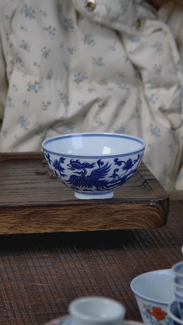 【闪购商品】折葵非器手工手绘缠枝双凤鸡心杯