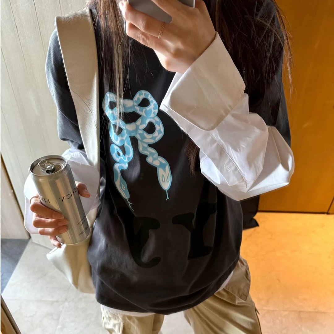 小众宽松蓝色蝴蝶结