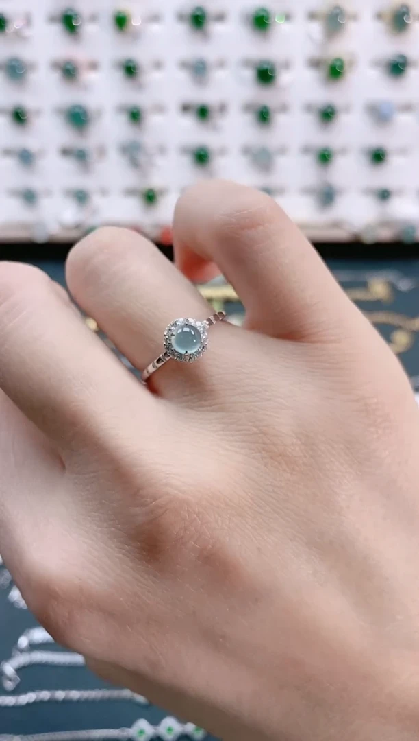 【闪购商品】翡翠戒指银S925镶嵌天然翡翠