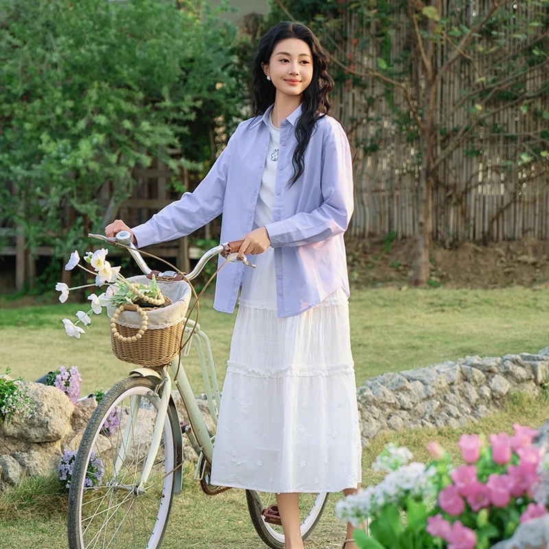 【流光风穿搭】茵曼25年春季法式职业长袖衬衣时尚休闲百搭舒适衬