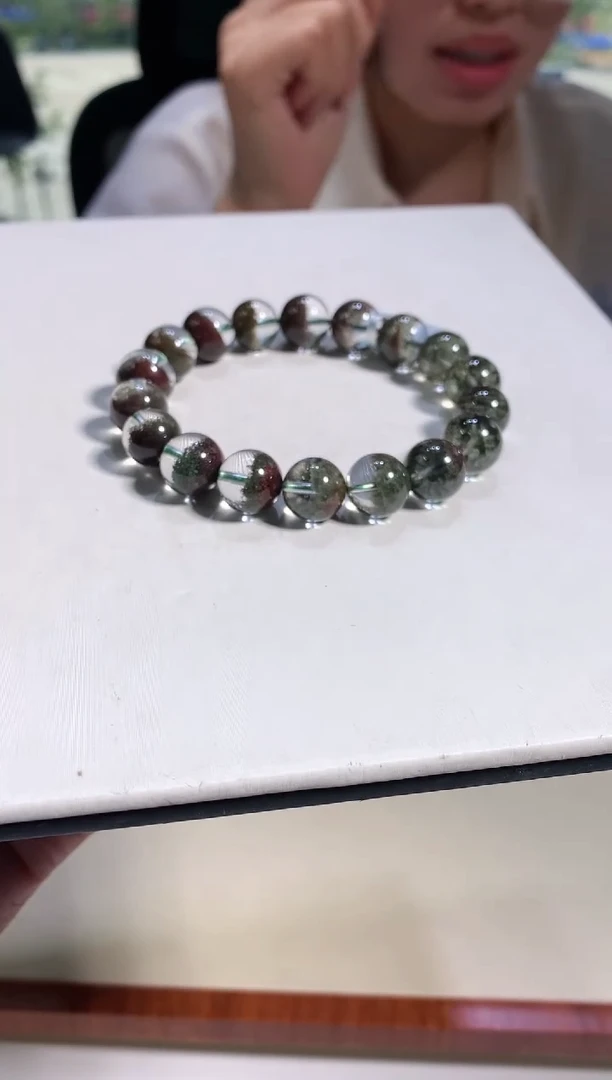 水晶手链未镶嵌11.5-12mm聚绿幽灵手链