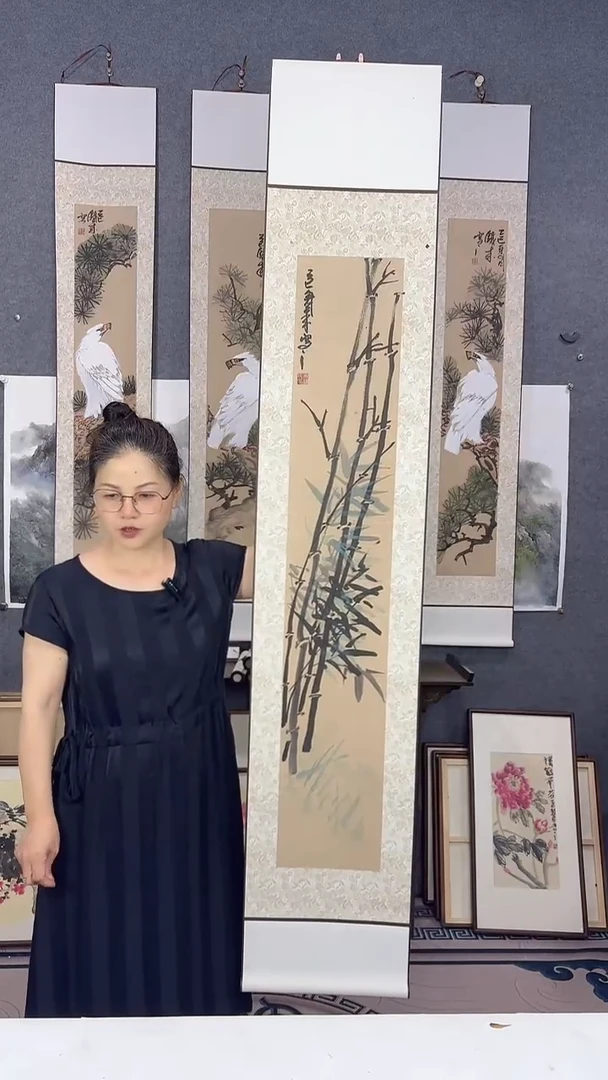 国画175*32吴铁成手绘国画作品