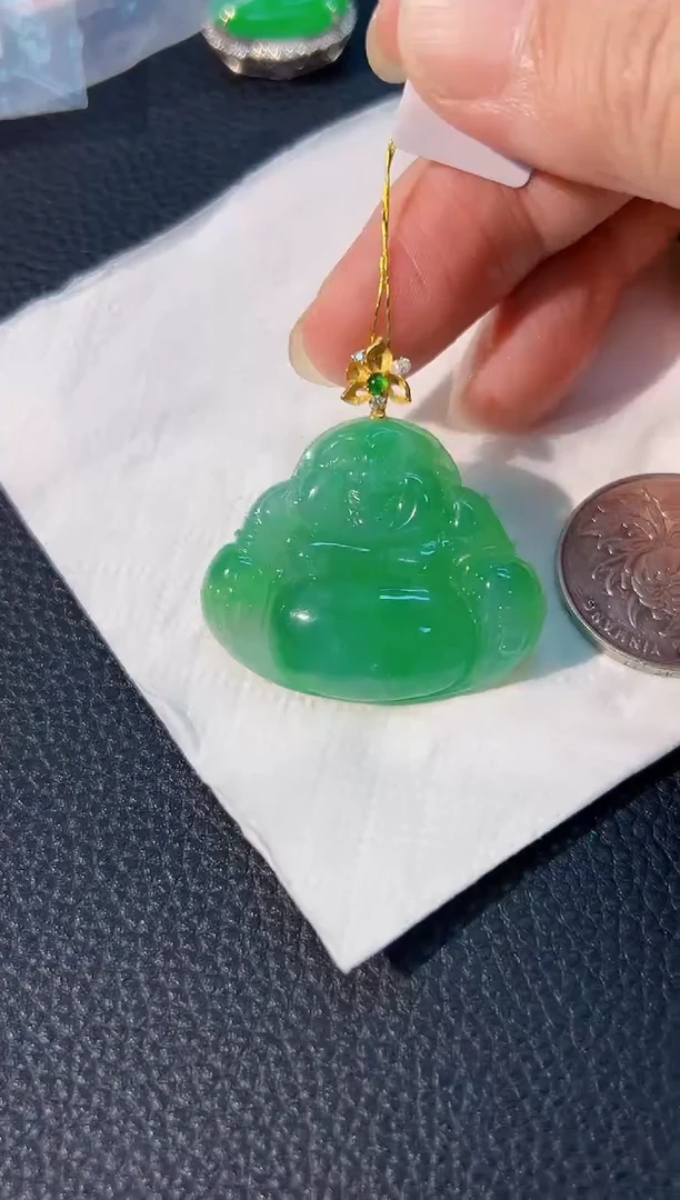 颈饰18K金镶嵌翡翠 缅料A货/支持复检/一件