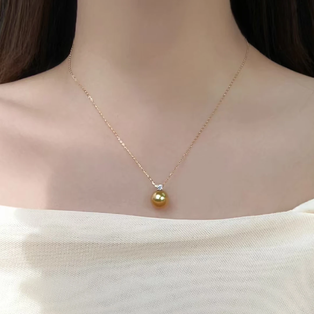 海水强光南洋金珠吊坠12-13mm 18K金扣（赠S925银链）