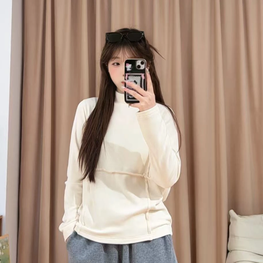 85947余小鱼【小舒服打底】三色竖线半高领百搭长袖休闲秋冬女装