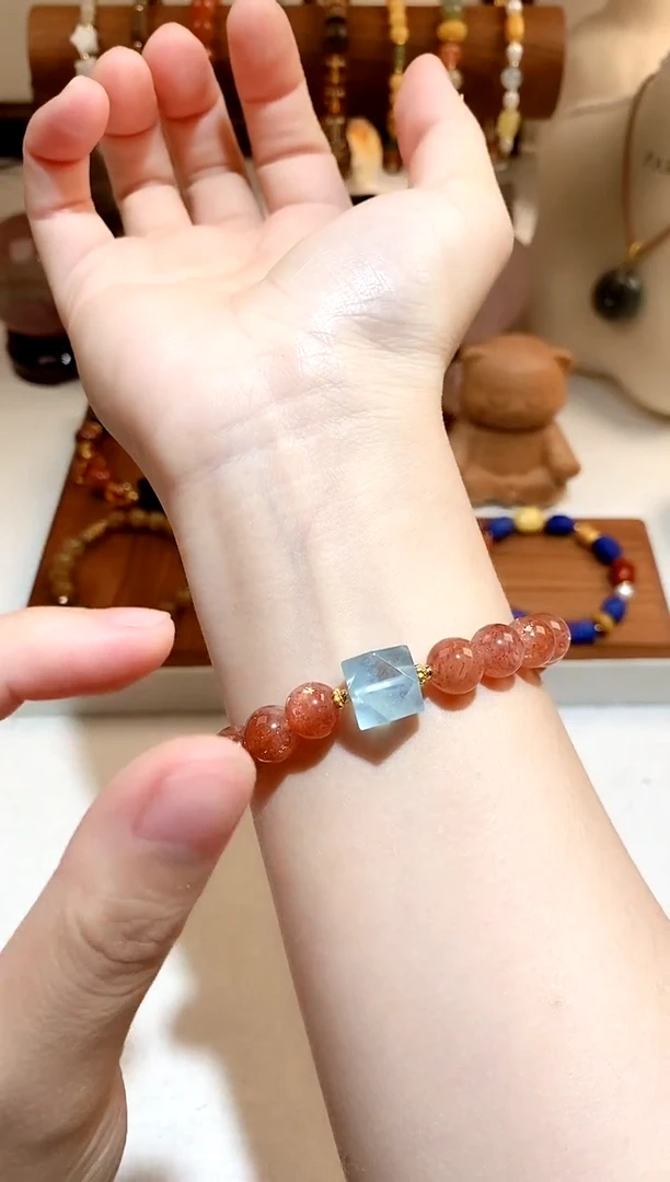 银S925镶嵌手串日光石金太阳diy手串 多样性发一