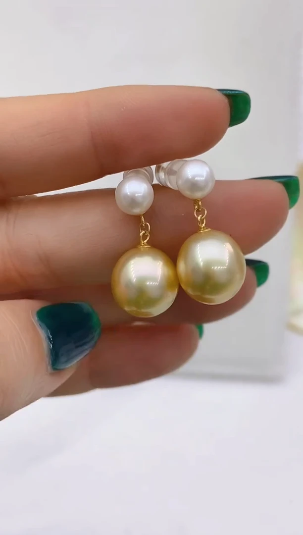 【闪购商品】海水珍珠耳饰18K金镶嵌155