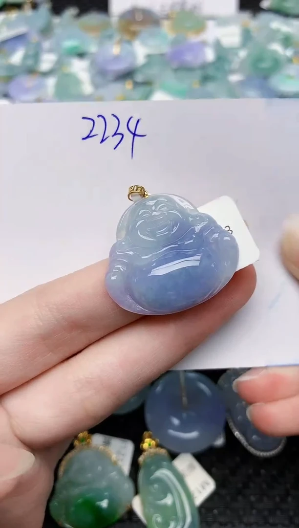 颈饰18K金镶嵌翡翠天然缅甸A货翡翠百元以上9元证书费自理1