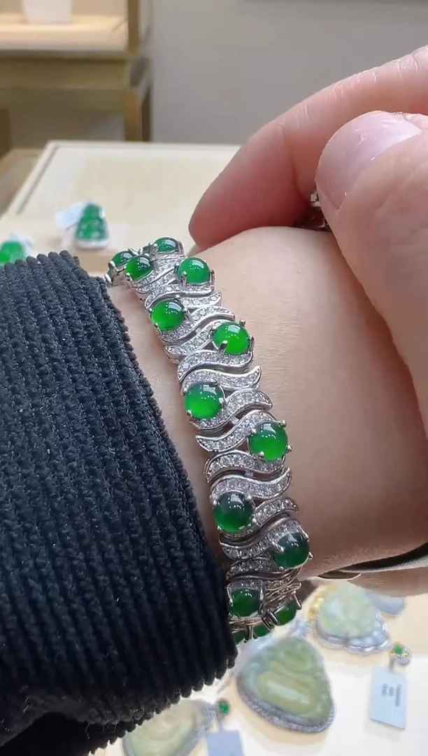 【闪购商品】翡翠手链银S925镶嵌多样性发货拍一发一