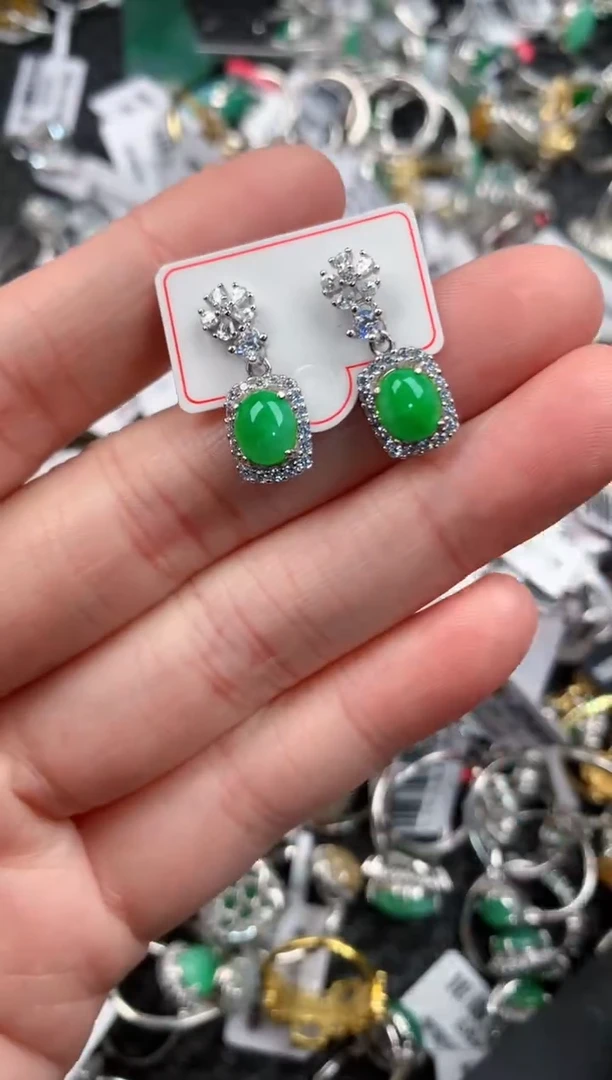 银S925镶嵌戒指翡翠555---7