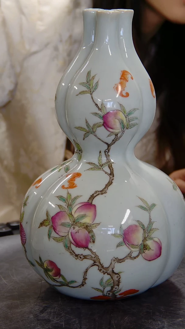 瓶粉彩花卉纹三管瓶#B0032#