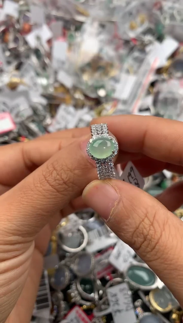 银S925镶嵌戒指翡翠111----8